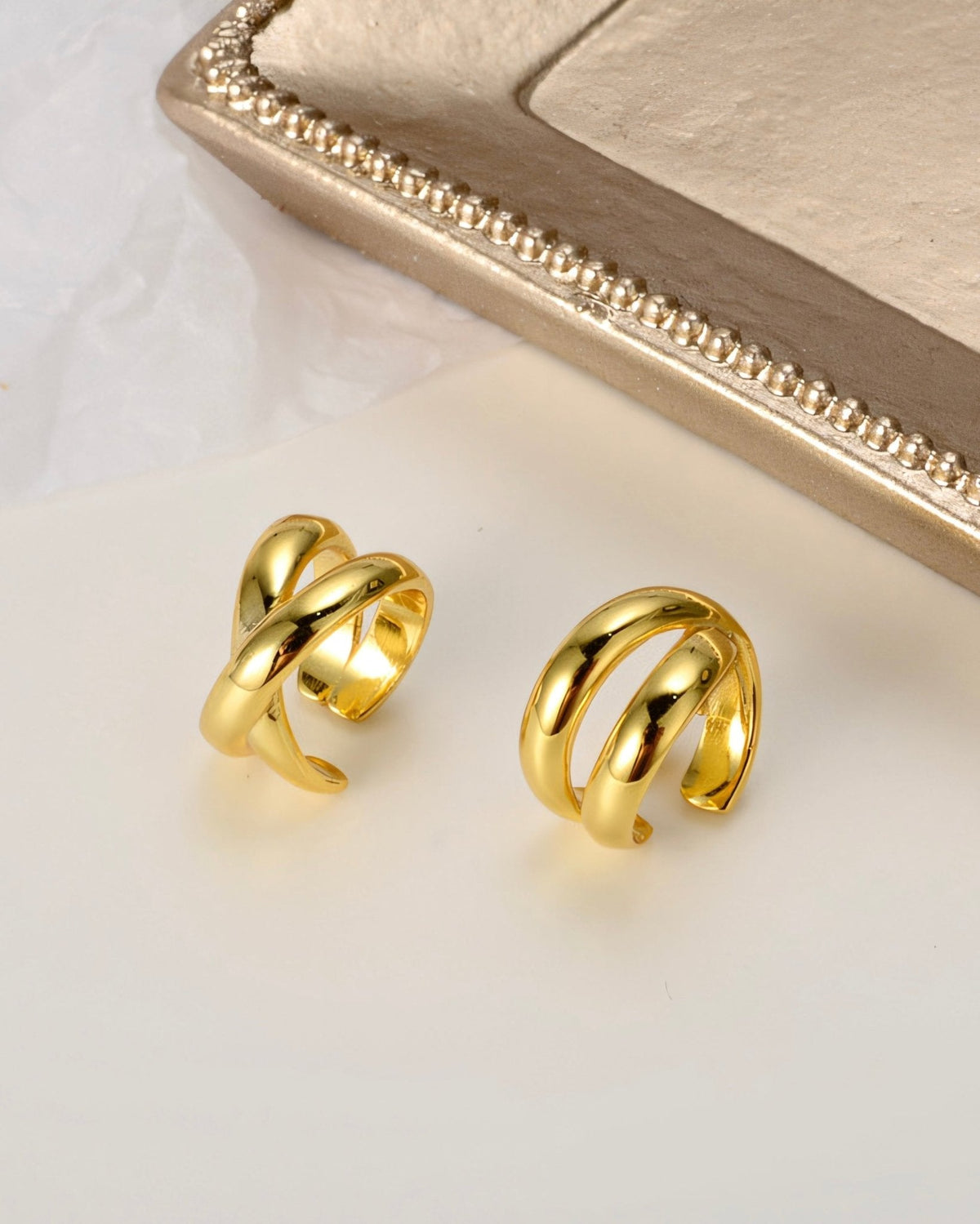 Crossover Ear Cuff — Gold-Tone Sterling Silver Ear Cuff, alternate view