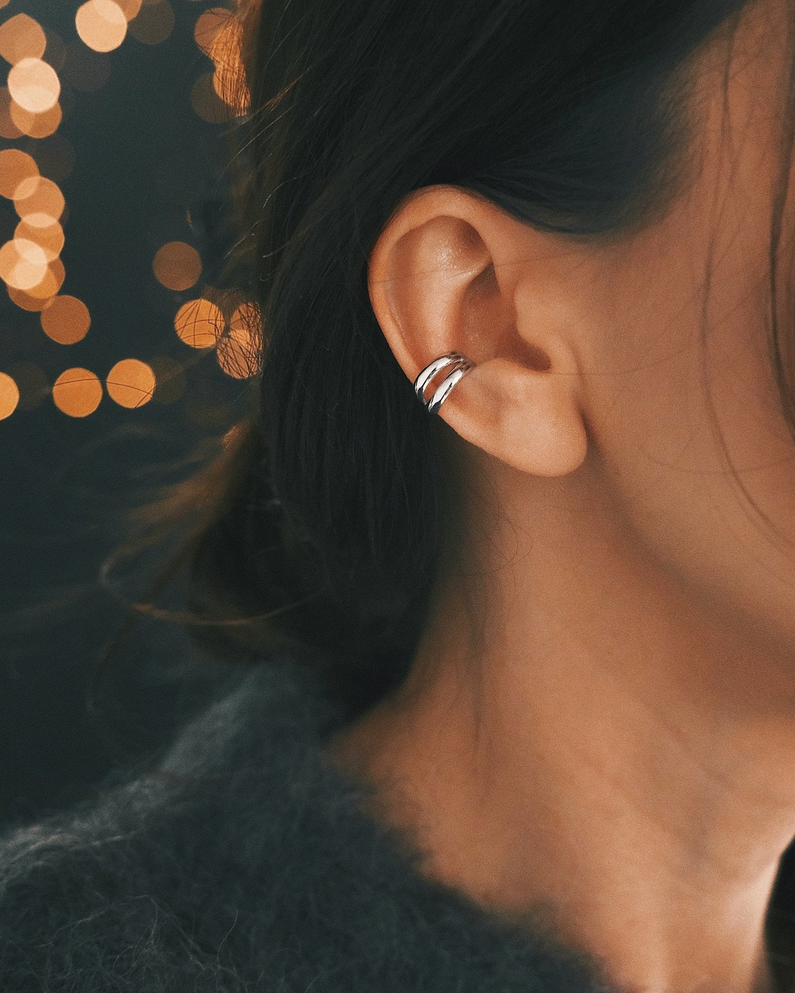 Crossover Ear Cuff — Gold-Tone Sterling Silver Ear Cuff, alternate view