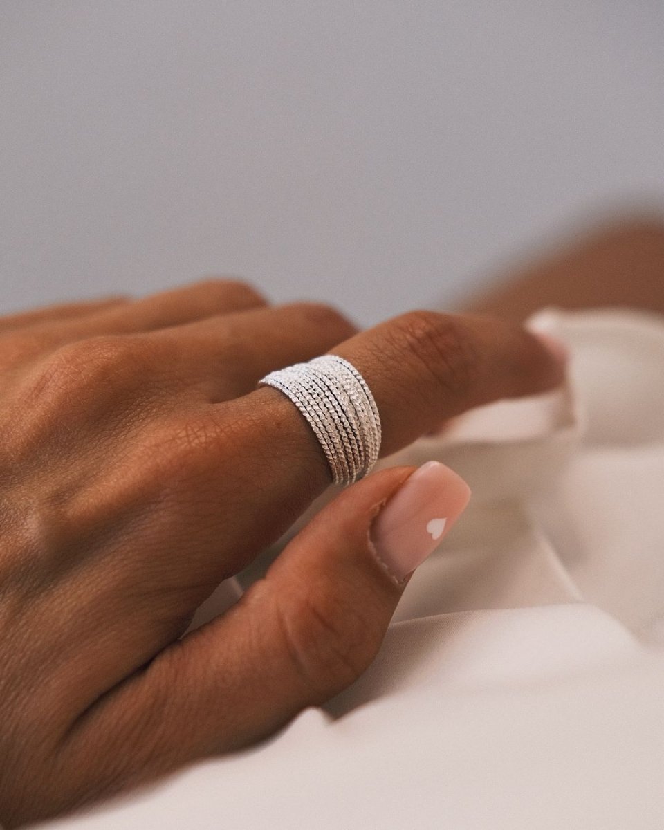 Stacked Wire Band — Sterling Silver Ring, alternate view