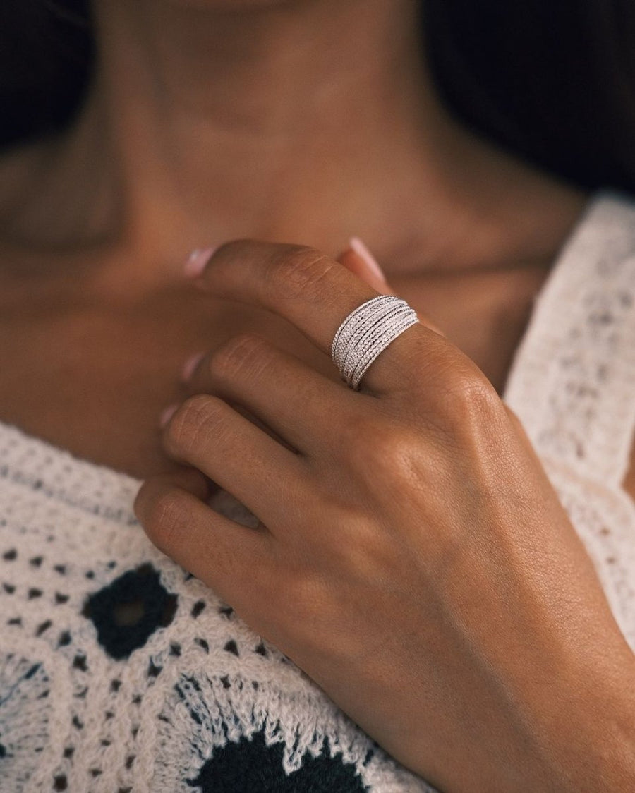 Stacked Wire Band — Sterling Silver Ring, alternate view