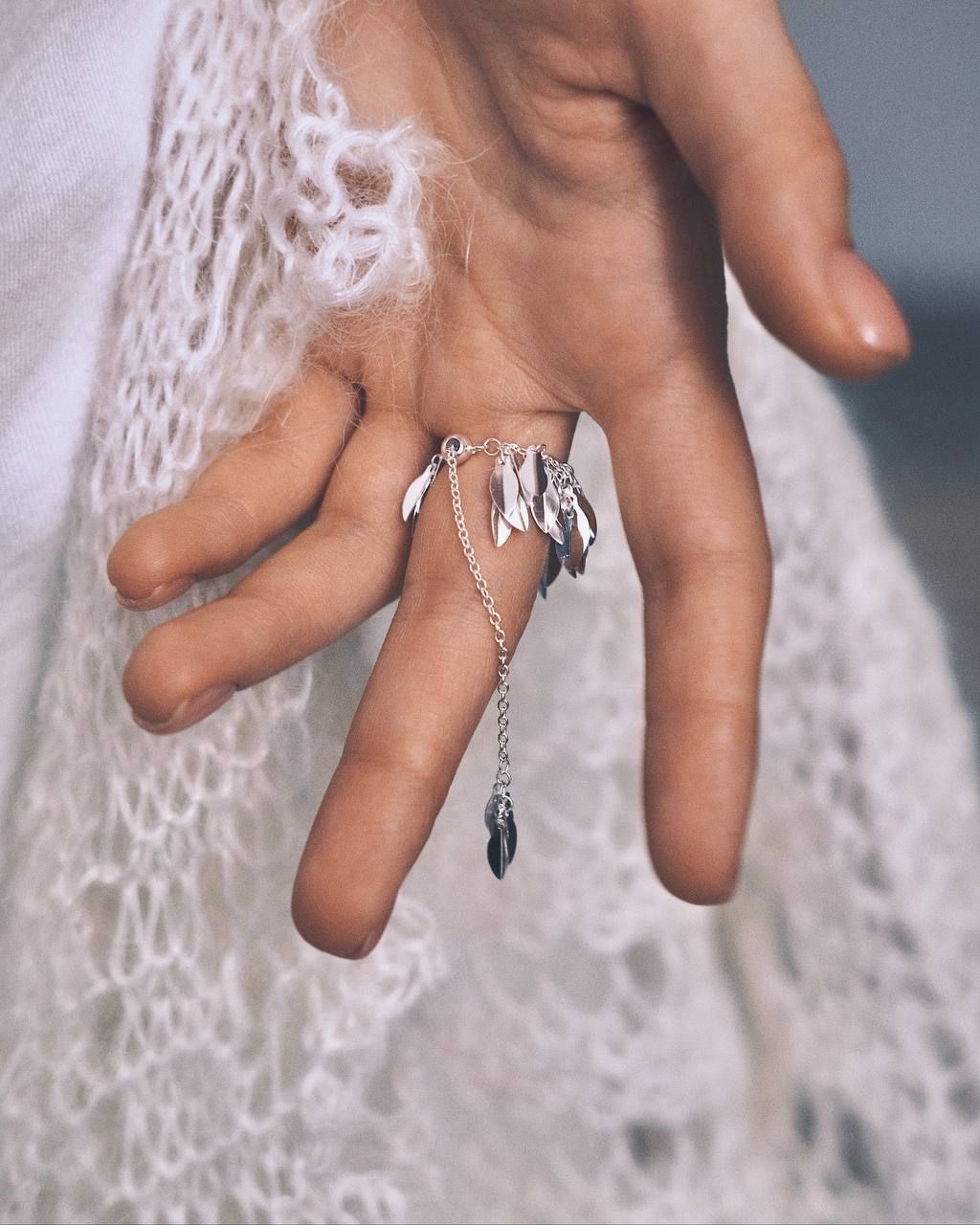 Leaf Fall Ring — Sterling Silver Ring, alternate view