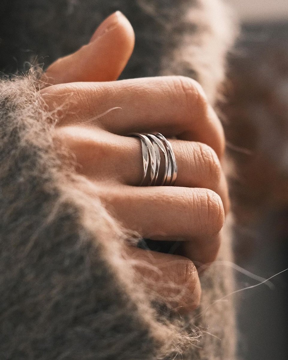 Wound Wire Ring — Sterling Silver Ring, alternate view
