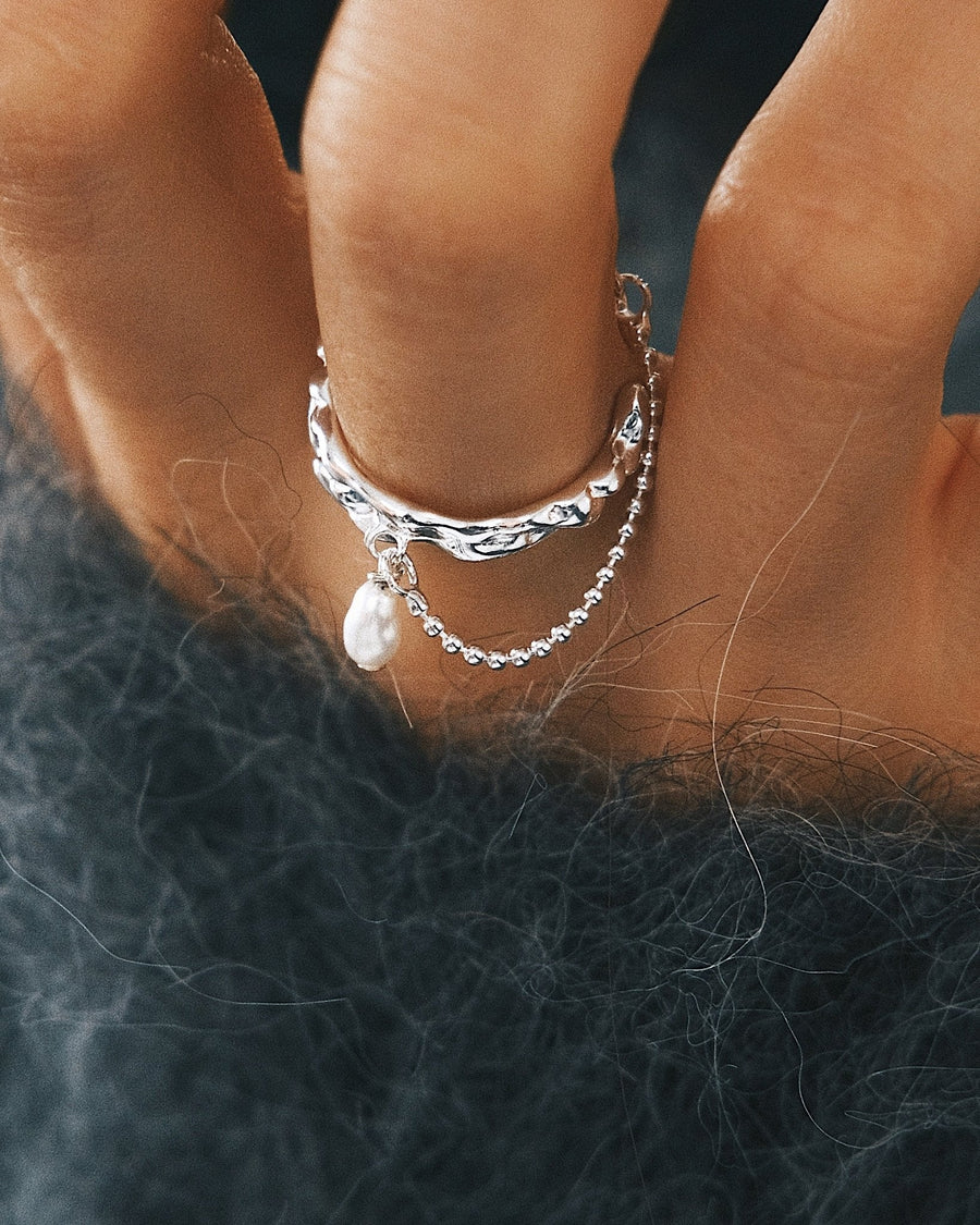 Driftwood Pearl Ring — Sterling Silver Ring, alternate view