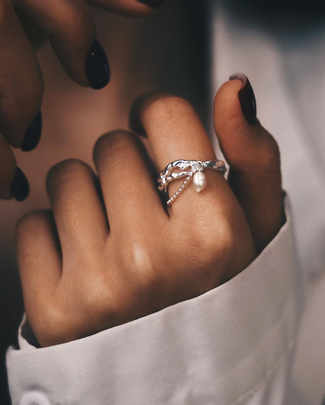 Driftwood Pearl Ring — Sterling Silver Ring