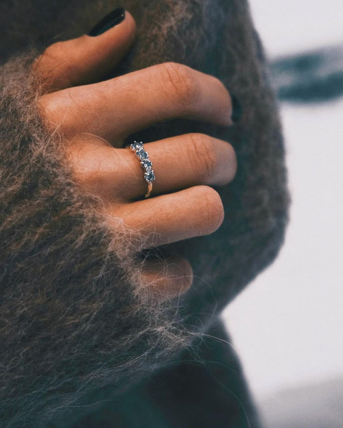 Blue Zircon Band — Sterling Silver Ring, alternate view