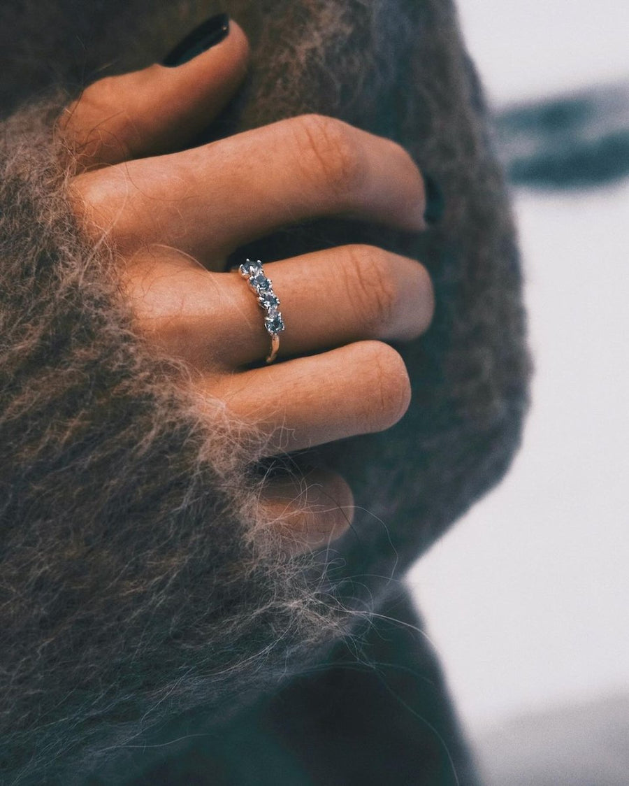 Blue Zircon Band — Sterling Silver Ring, alternate view