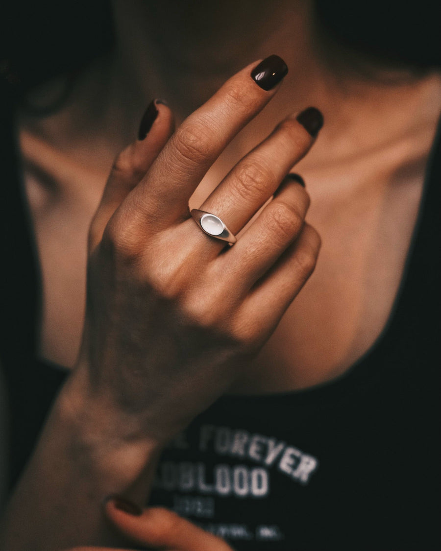 Agate Signet — Sterling Silver Signet Ring, alternate view