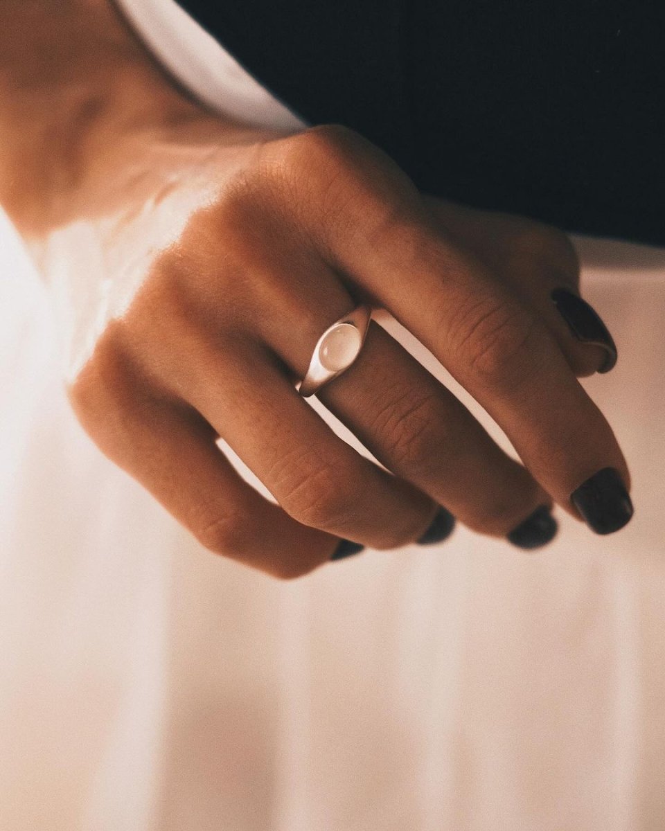 Agate Signet — Sterling Silver Signet Ring, alternate view