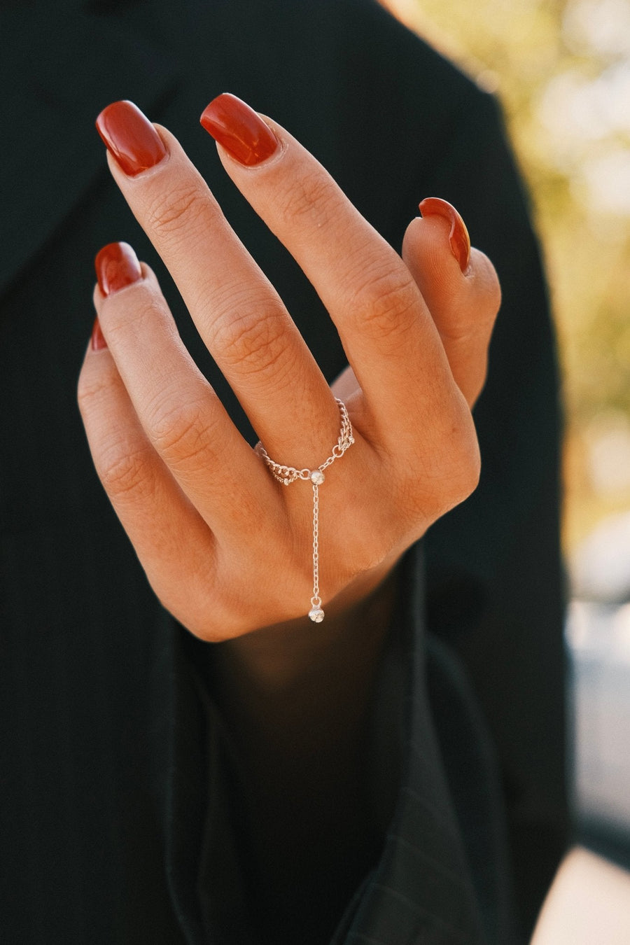 Double Chain Ring — Sterling Silver Ring, alternate view