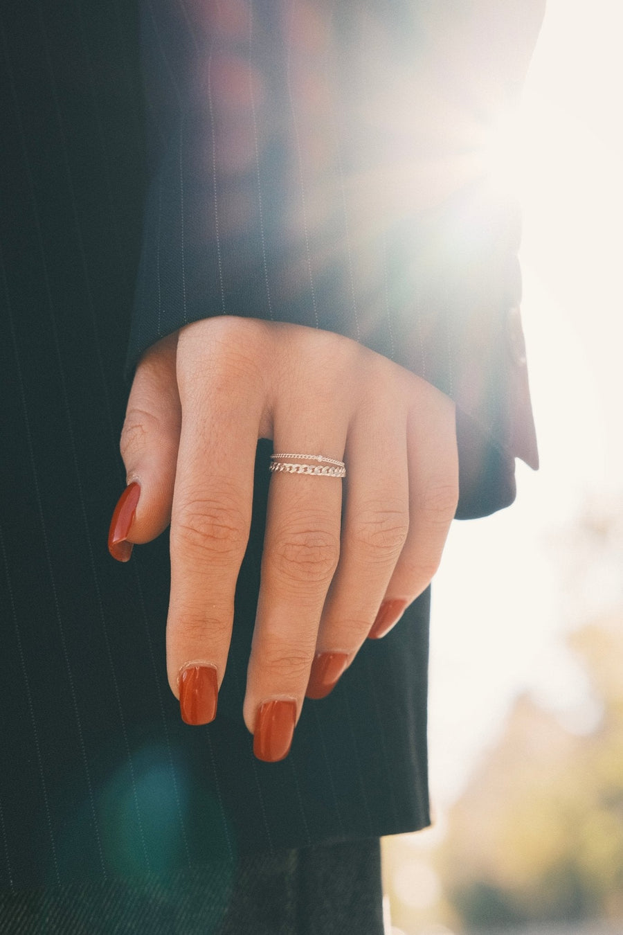 Double Chain Ring — Sterling Silver Ring, alternate view