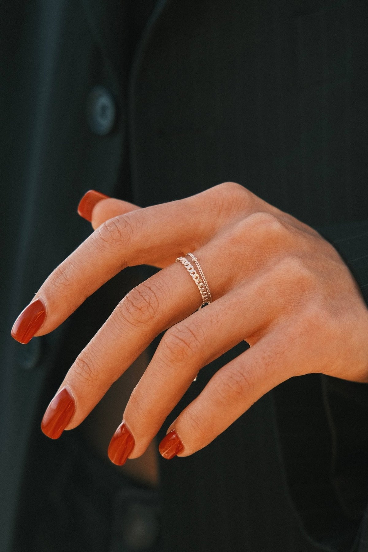 Double Chain Ring — Sterling Silver Ring, alternate view