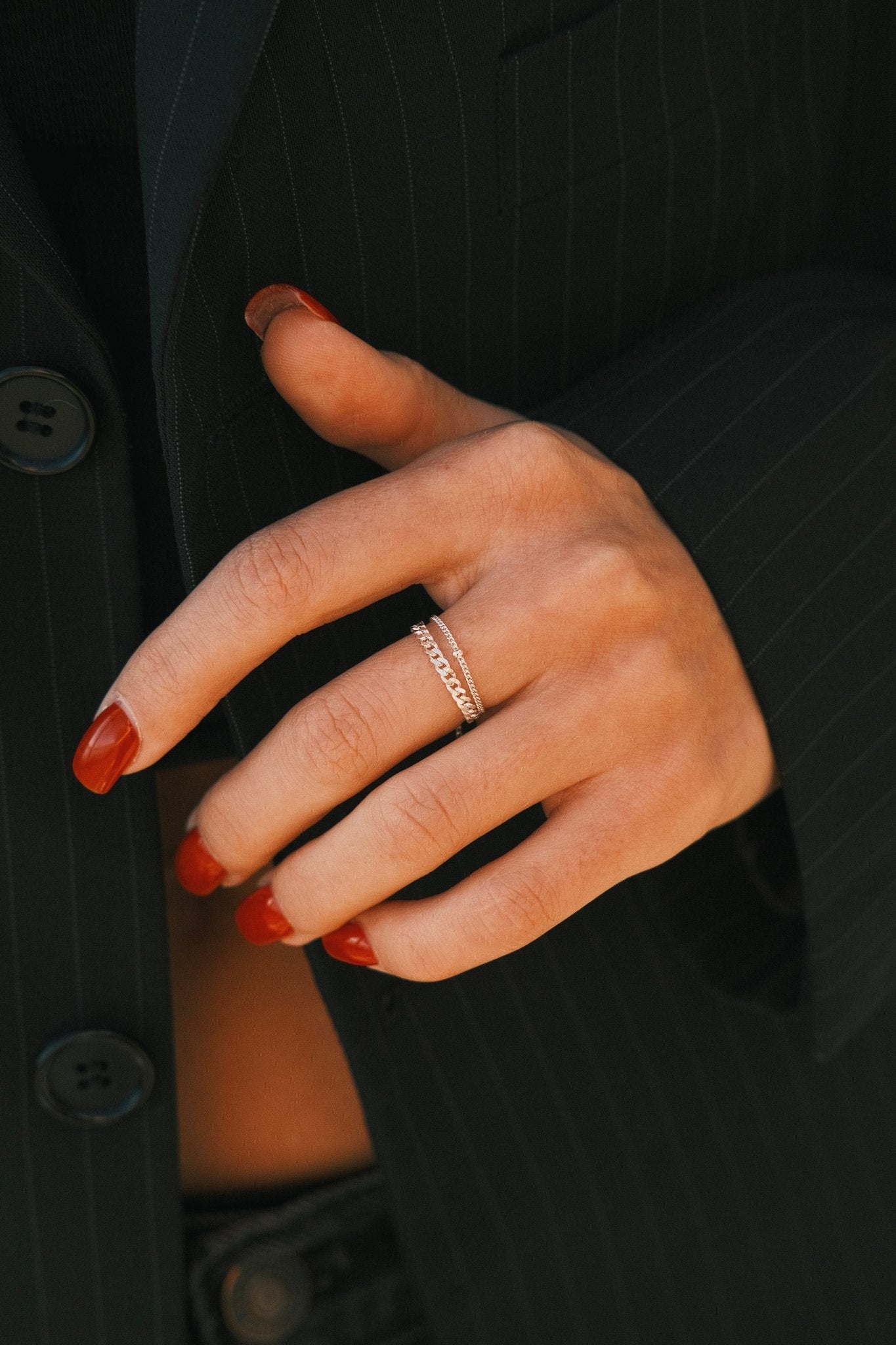 Double Chain Ring — Sterling Silver Ring, alternate view
