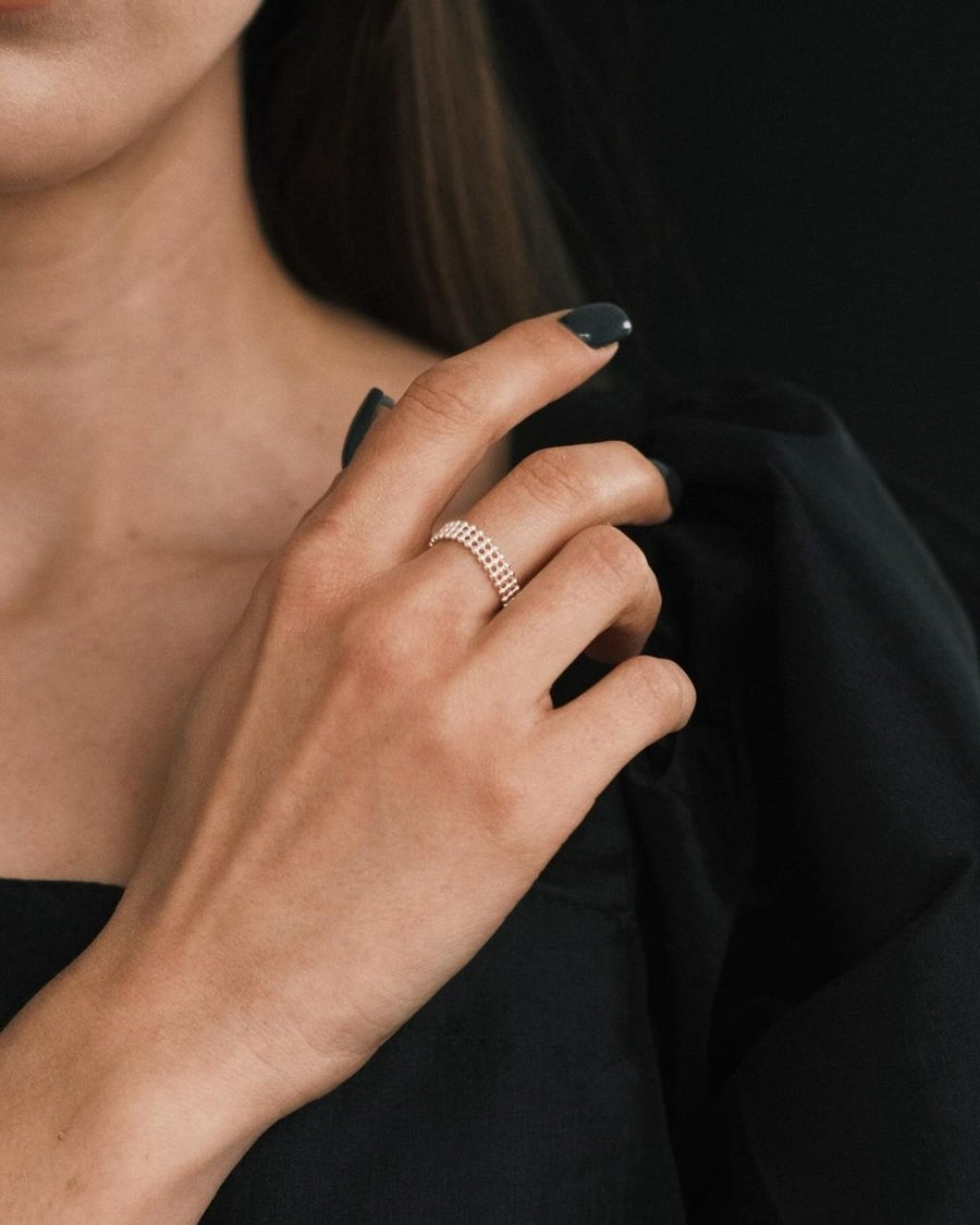 Beaded Mesh Ring — Sterling Silver Ring, alternate view