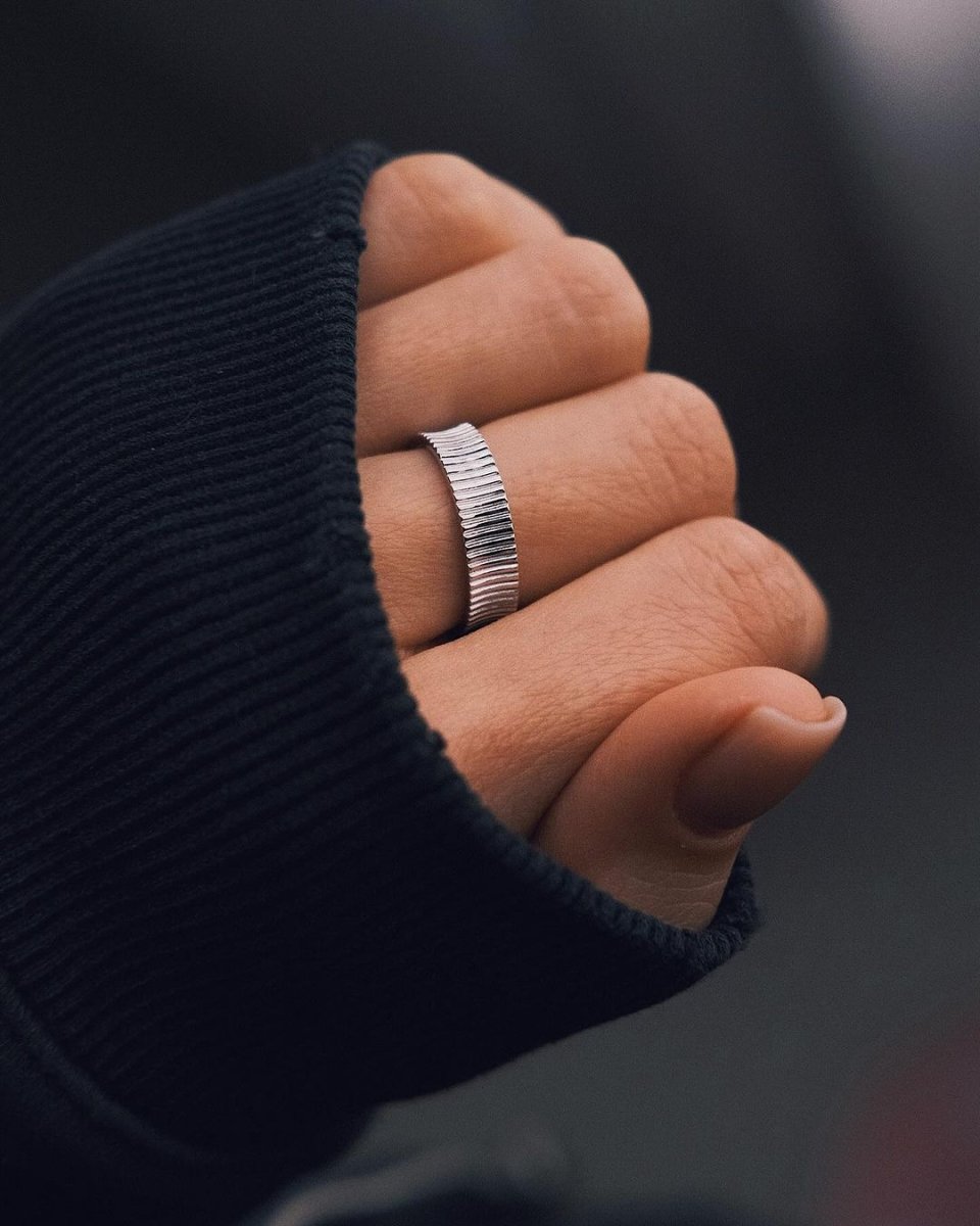 Ribbed Silver Band — Sterling Silver Ring
