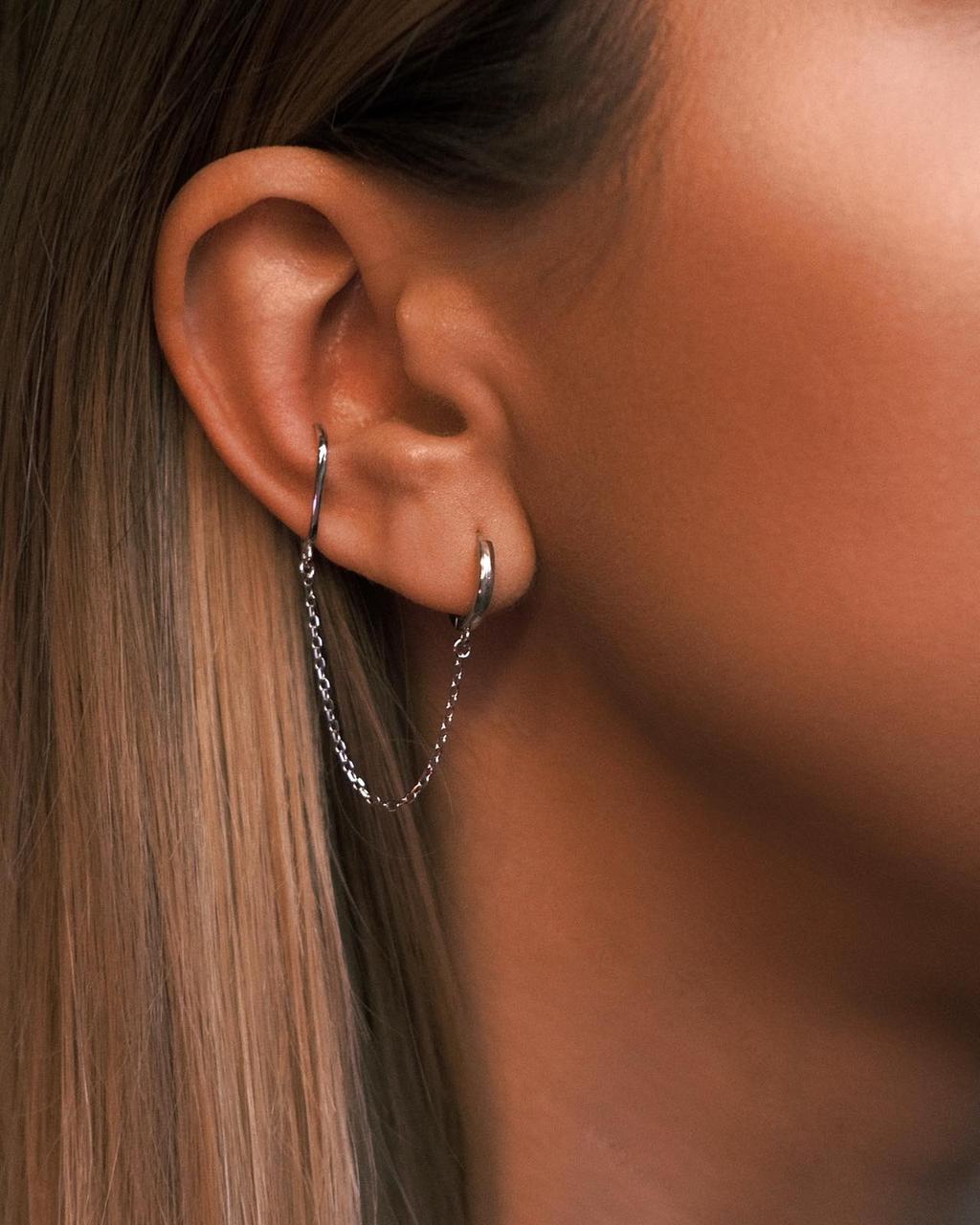 Byzantium Chained Cuff — Sterling Silver Earrings