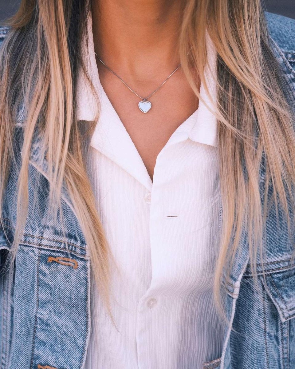 Double Heart Pendant — Sterling Silver Pendant Necklace, alternate view