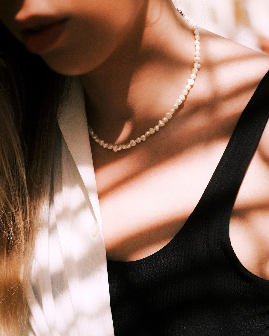 River Pearl Necklace — Sterling Silver Necklace
