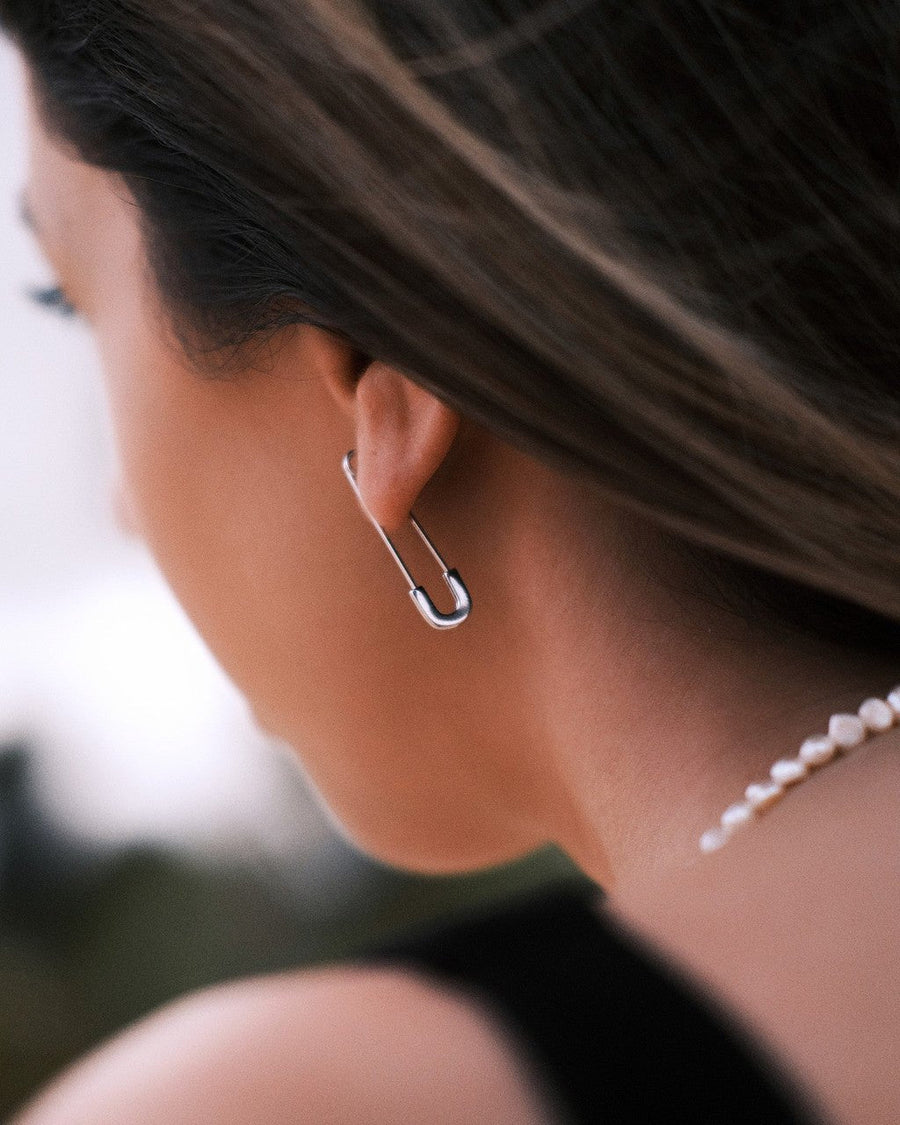 Safety Pin Earring — Sterling Silver Earrings, alternate view