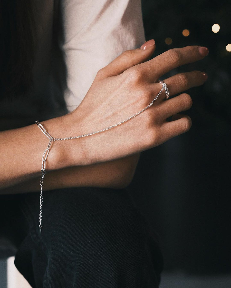 Hand Chain Ring — Sterling Silver Ring