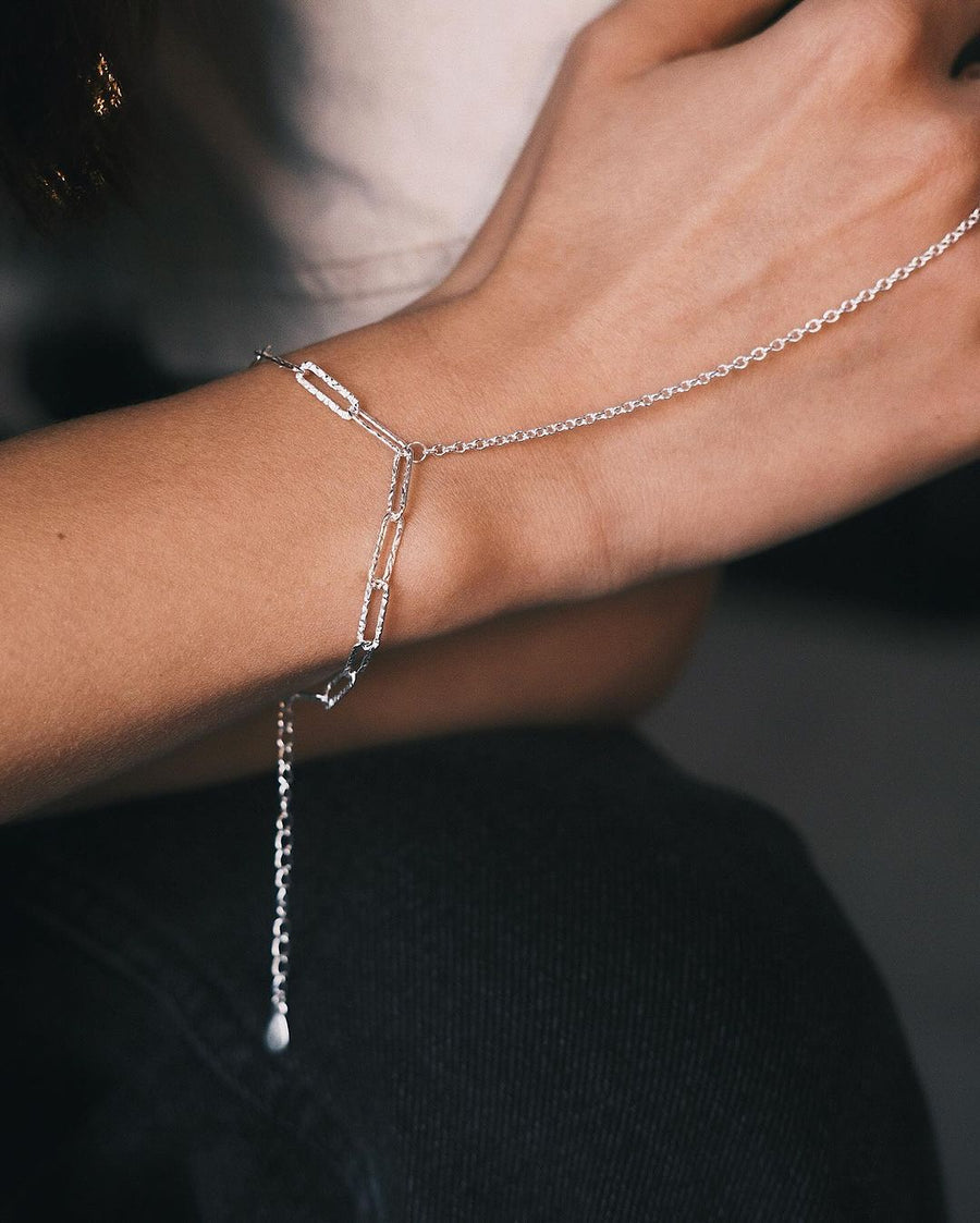 Hand Chain Ring — Sterling Silver Ring, alternate view