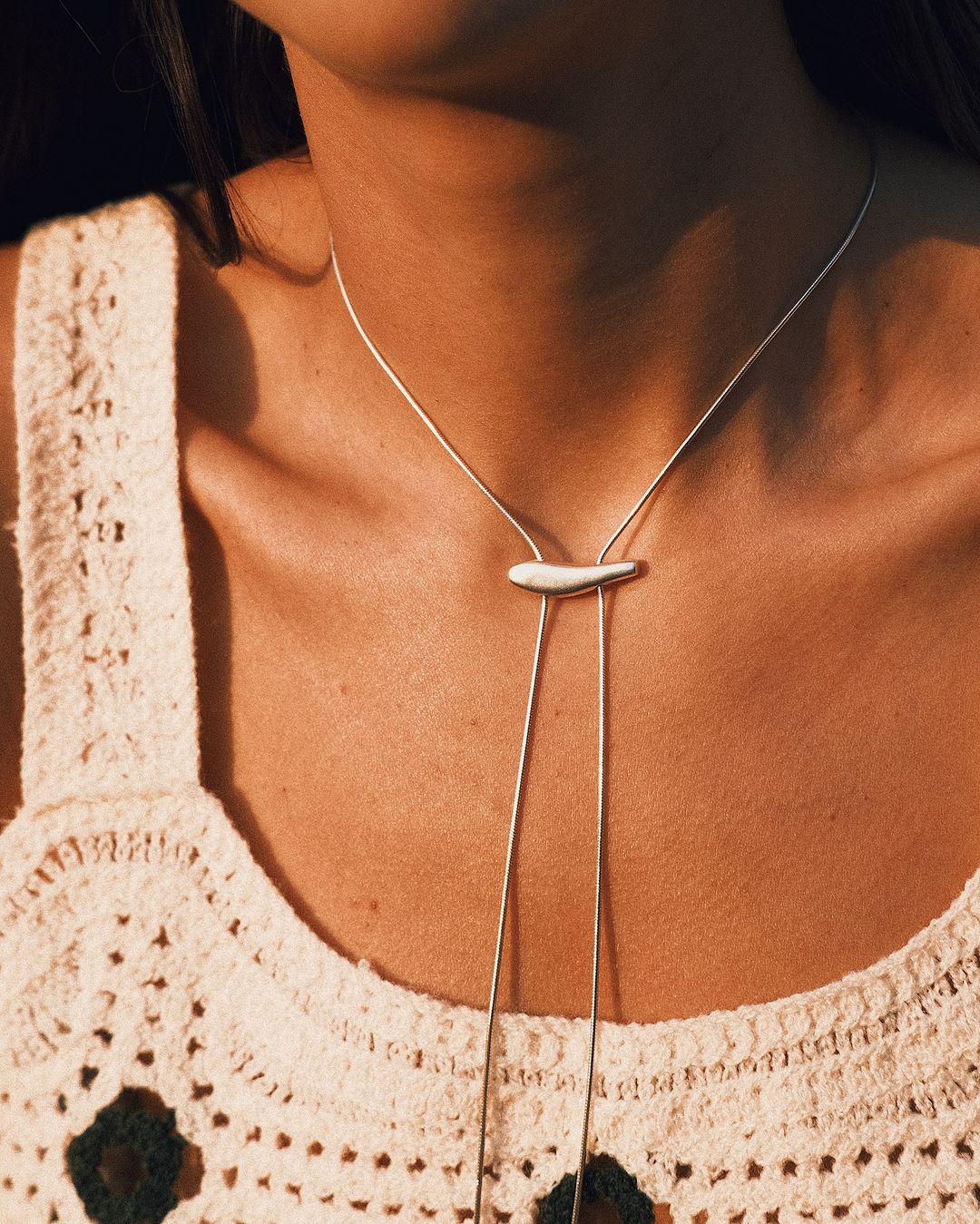 Bolo Slide Necklace — Sterling Silver Necklace, alternate view