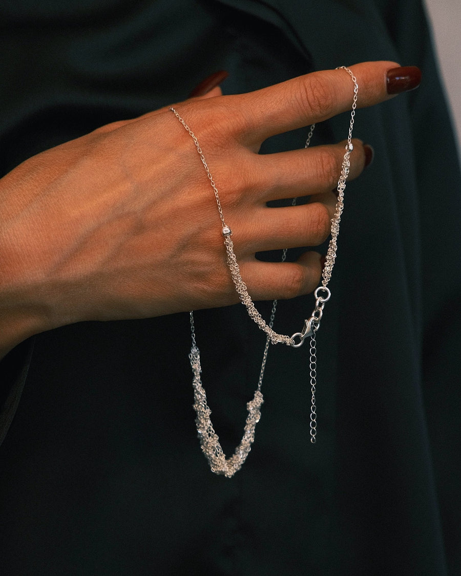 Chain Cluster Necklace — Sterling Silver Necklace, alternate view