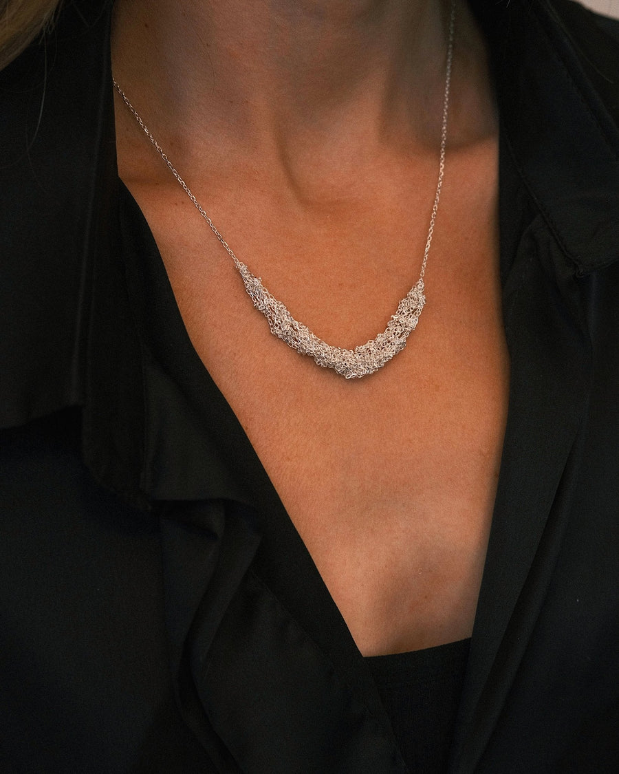 Chain Cluster Necklace — Sterling Silver Necklace, alternate view
