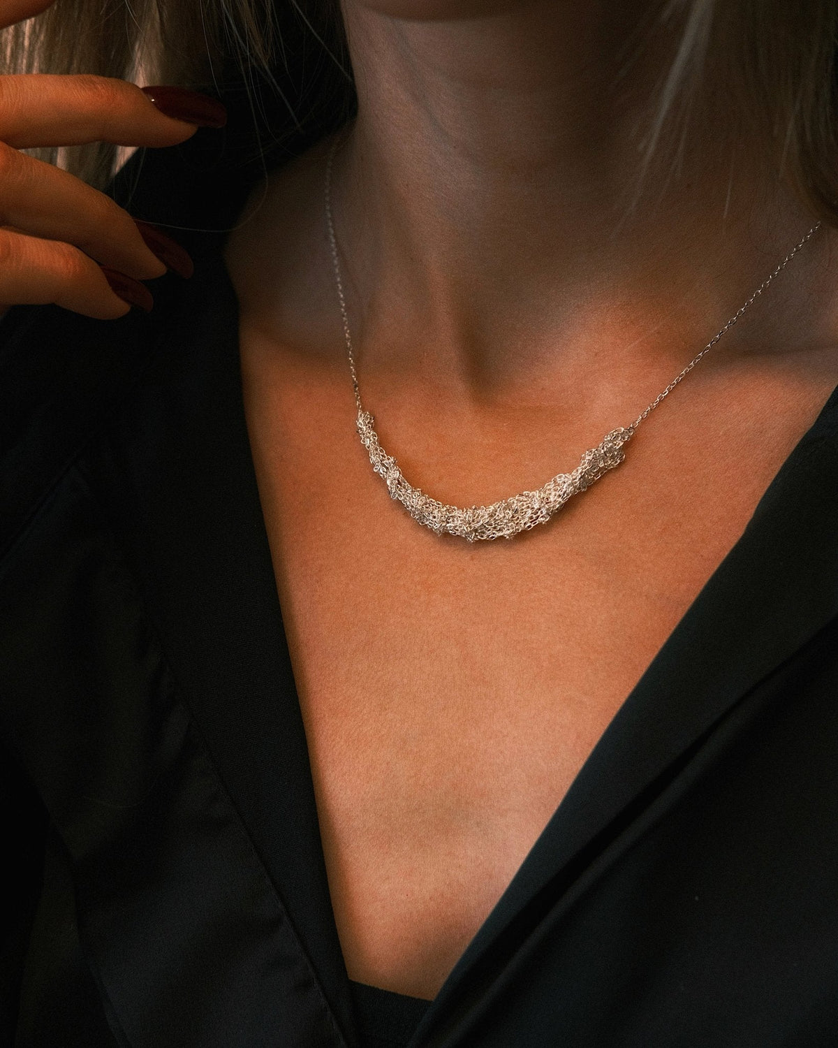 Chain Cluster Necklace — Sterling Silver Necklace