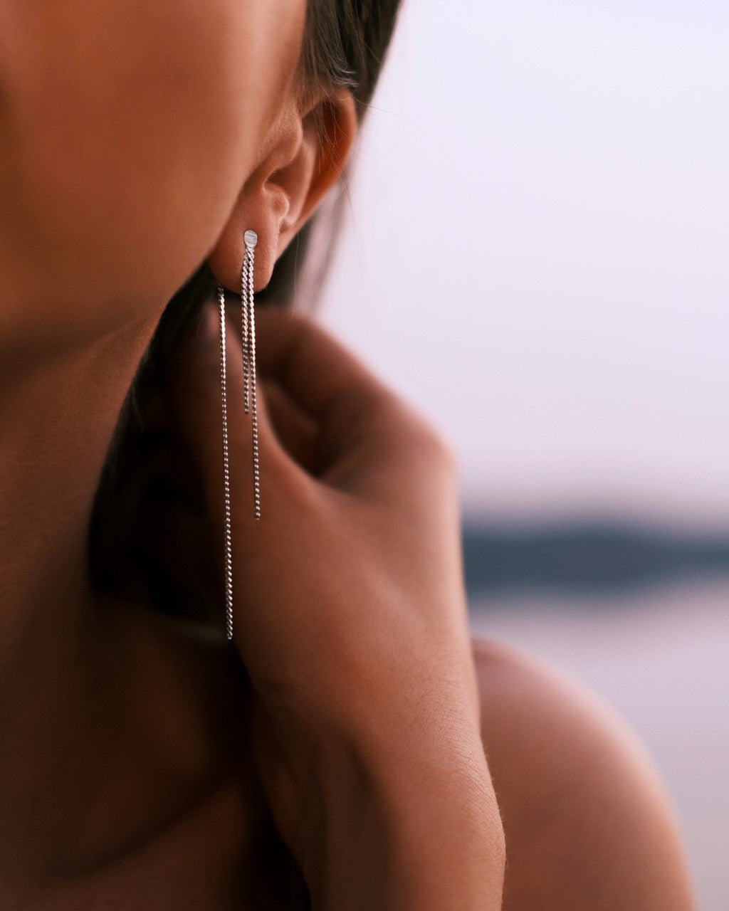 Waterfall Chain Studs — Sterling Silver Stud Earrings