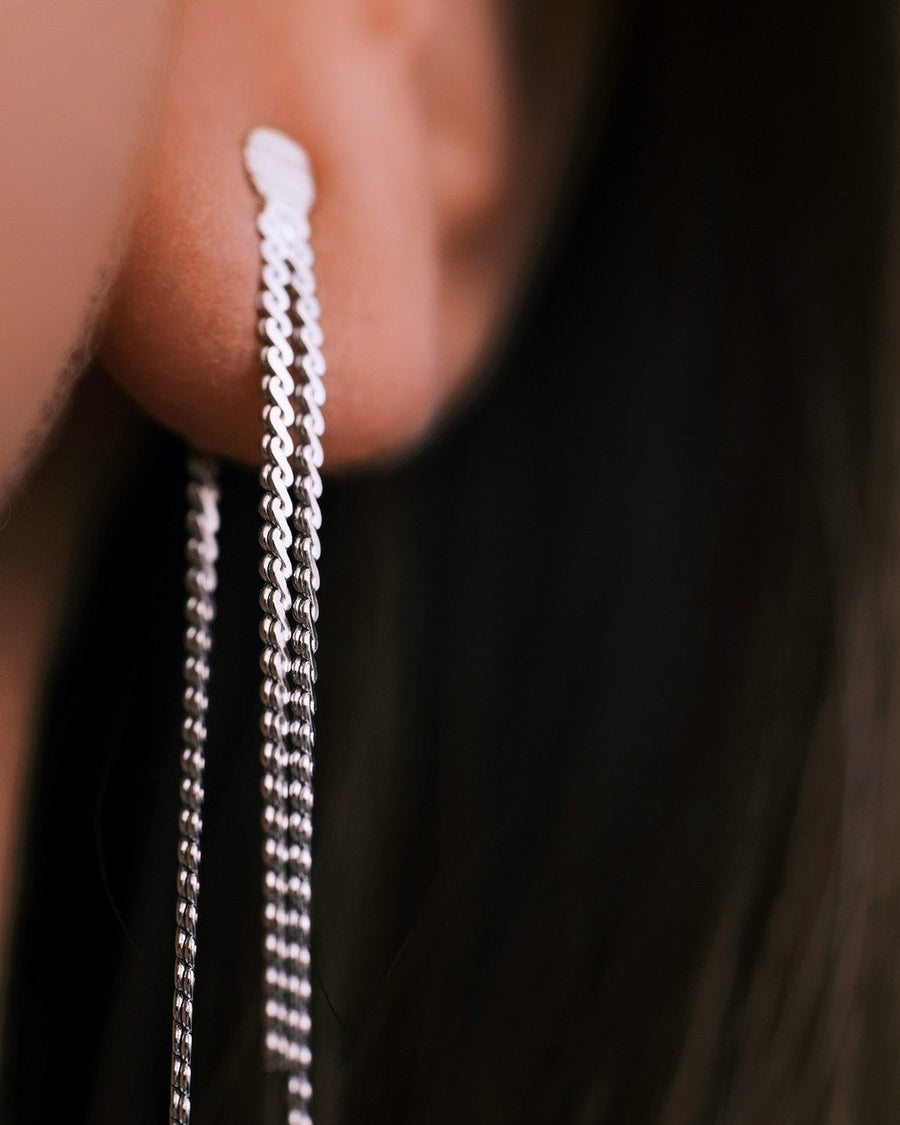 Waterfall Chain Studs — Sterling Silver Stud Earrings, alternate view