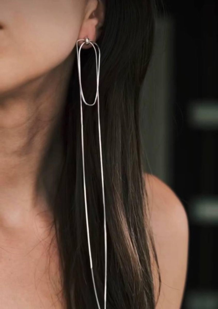 Longline Mono Earring — Sterling Silver Earrings