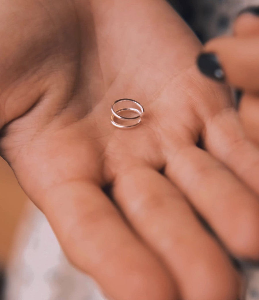 Double Ring Ear Cuff — Sterling Silver Ear Cuff