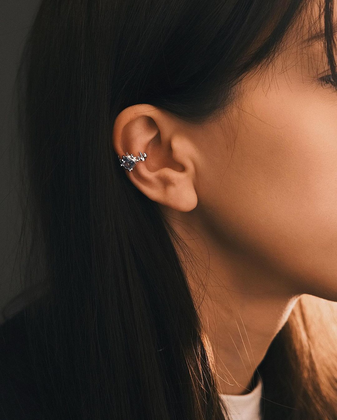 Blue Zircon Ear Cuff — Sterling Silver Ear Cuff, alternate view