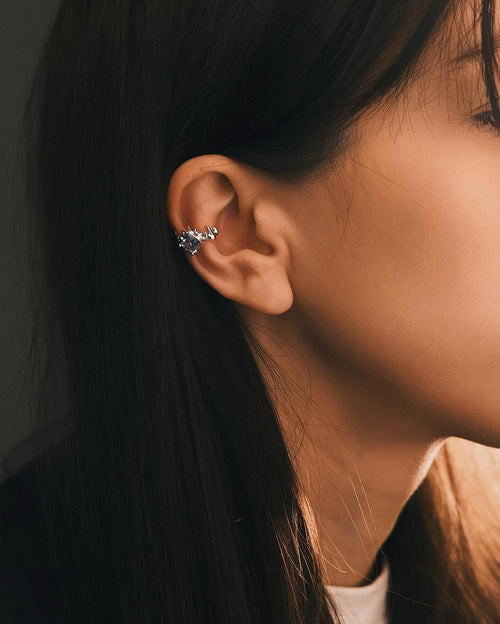 Blue Zircon Ear Cuff — Sterling Silver Ear Cuff, alternate view