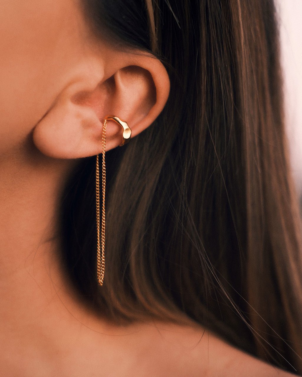 Gold Cuff and Chain — Gold-Tone Sterling Silver Earrings