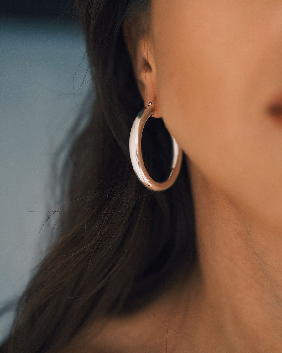 Chunky Tube Hoops — Sterling Silver Hoop Earrings