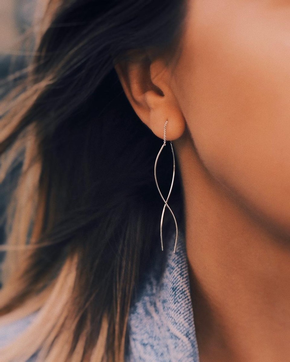 Reed Thread Earrings — Sterling Silver Earrings, alternate view