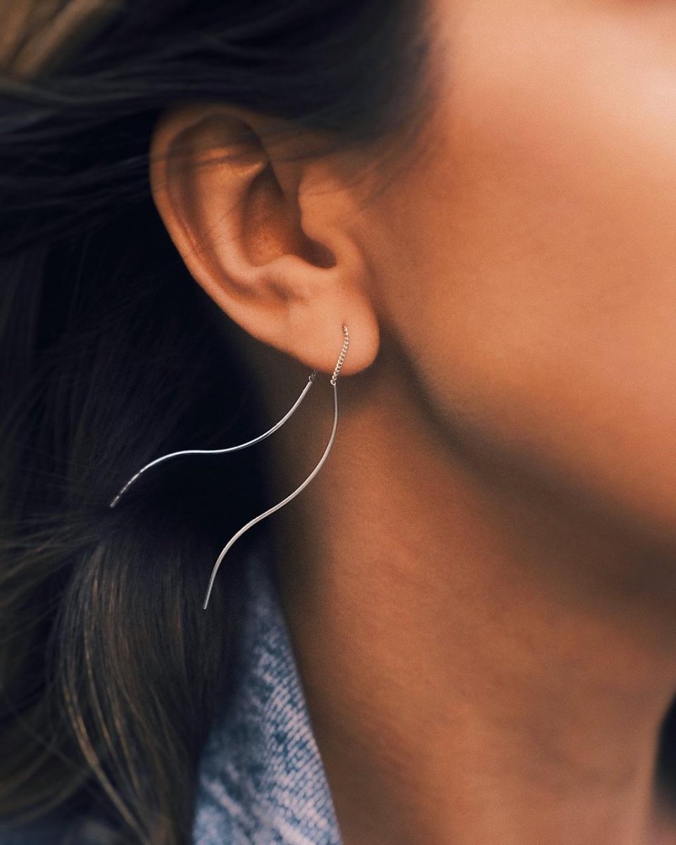 Reed Thread Earrings — Sterling Silver Earrings, alternate view