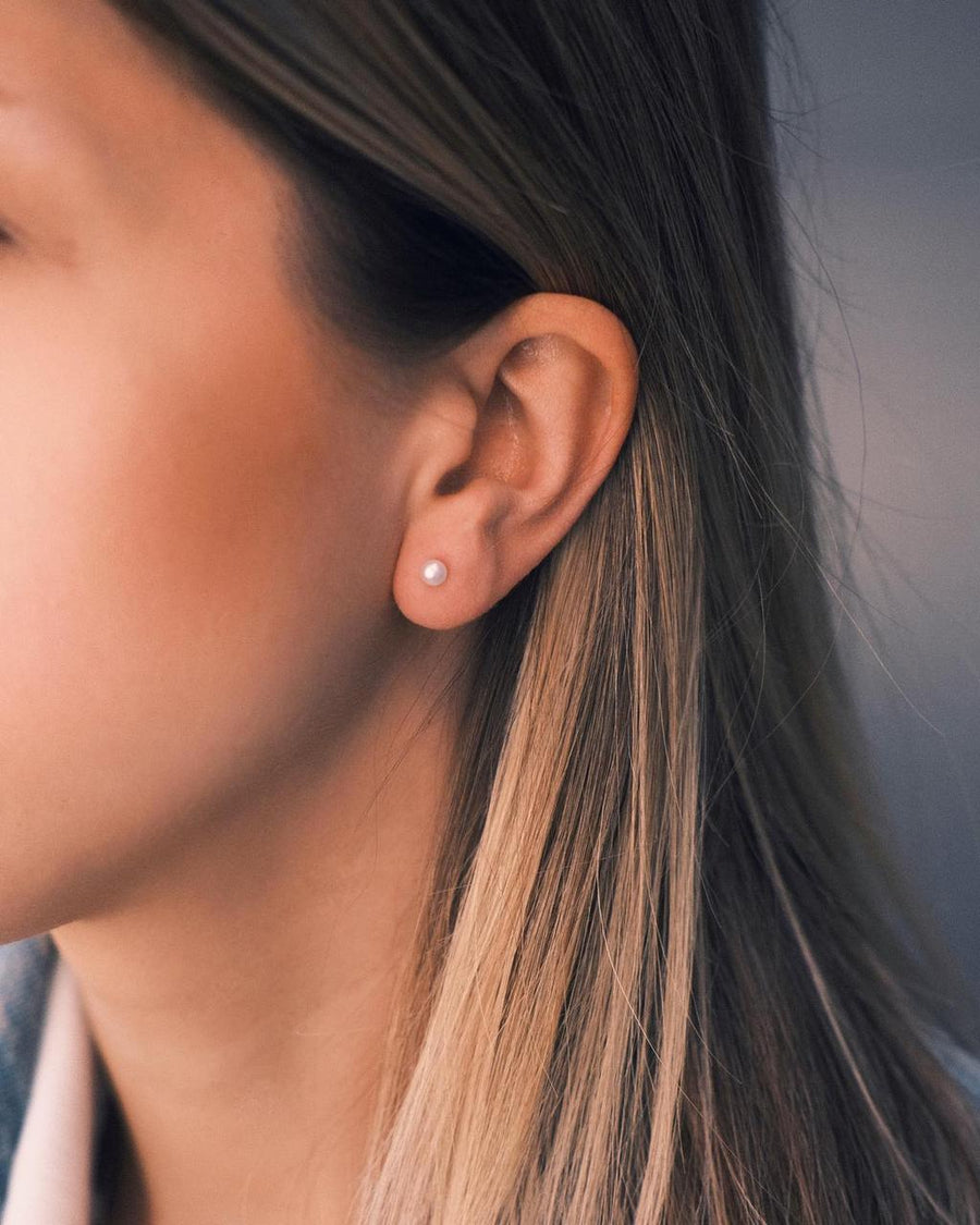 Small Pearl Studs — Sterling Silver Stud Earrings