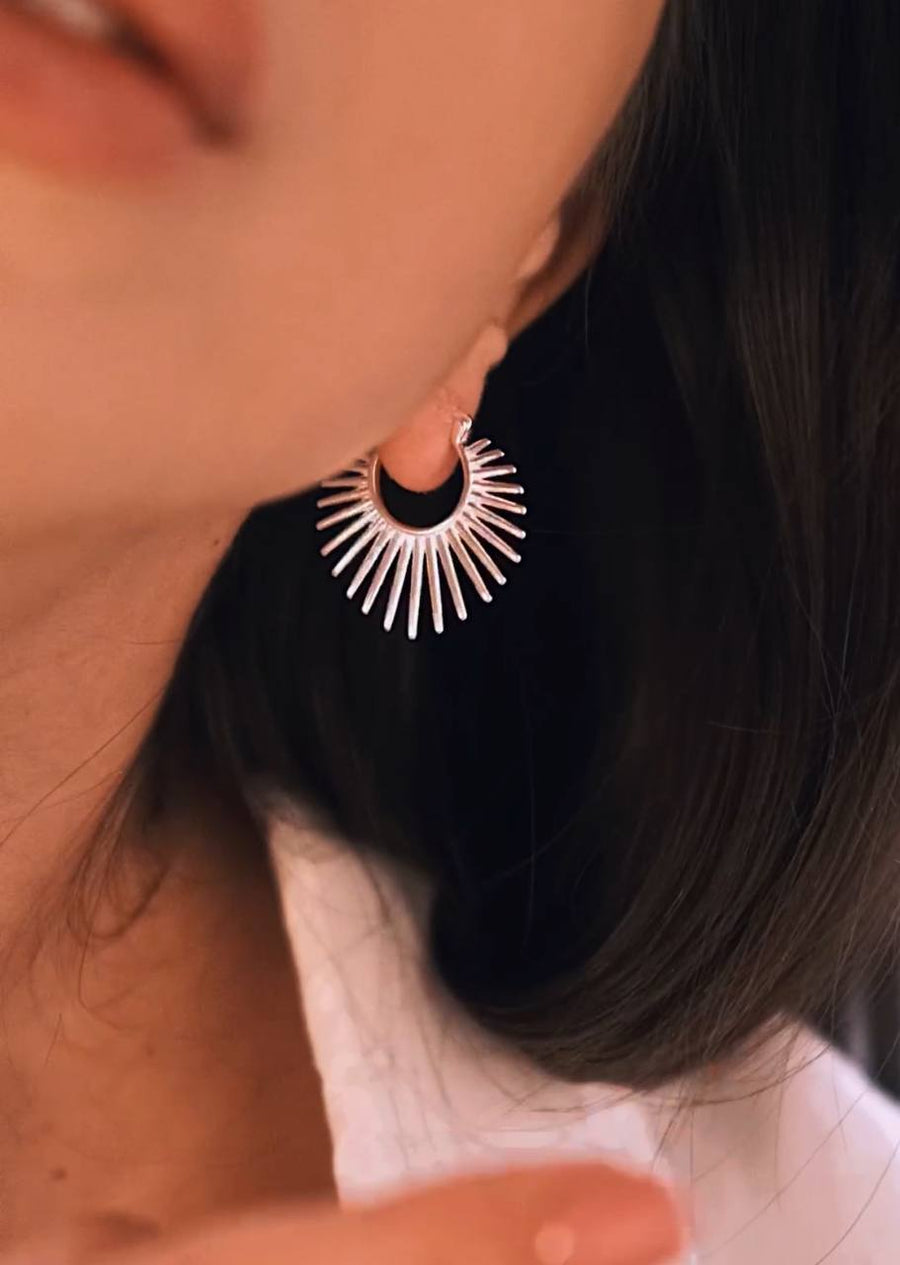 Sunburst Hoops — Sterling Silver Hoop Earrings