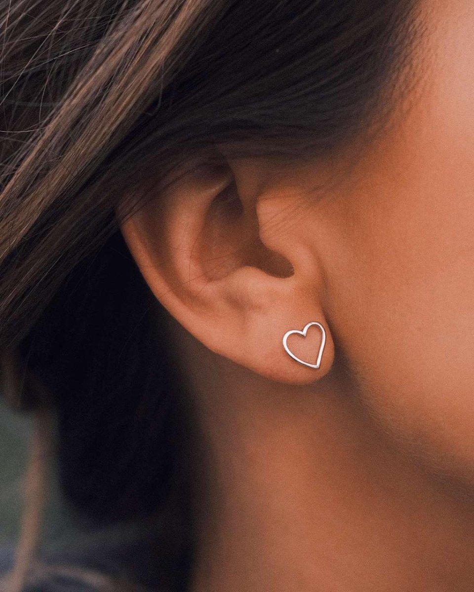 Empty Heart Studs — Sterling Silver Stud Earrings