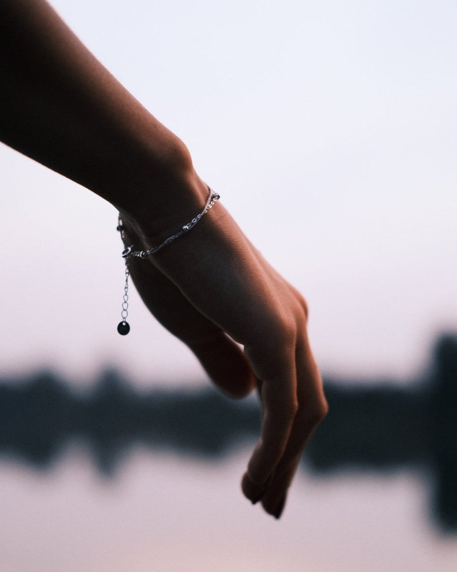Beaded Double Bracelet — Sterling Silver Bracelet, alternate view