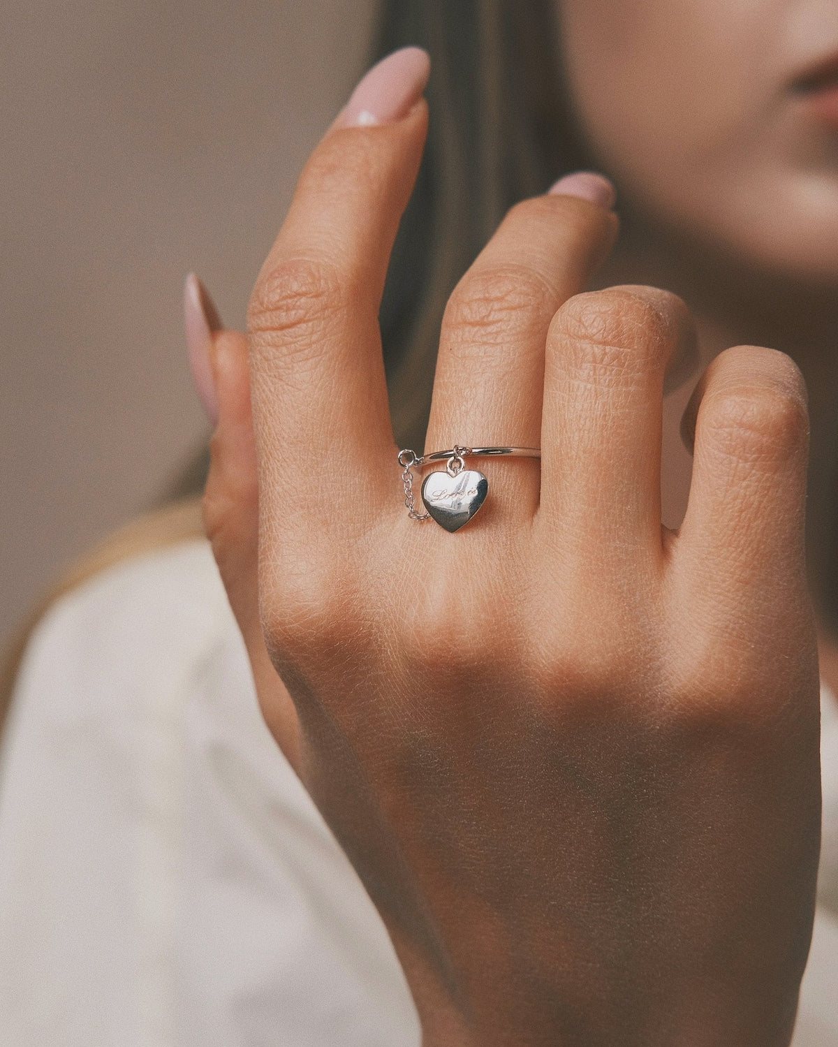 Love Is Charm Ring — Sterling Silver Ring, alternate view