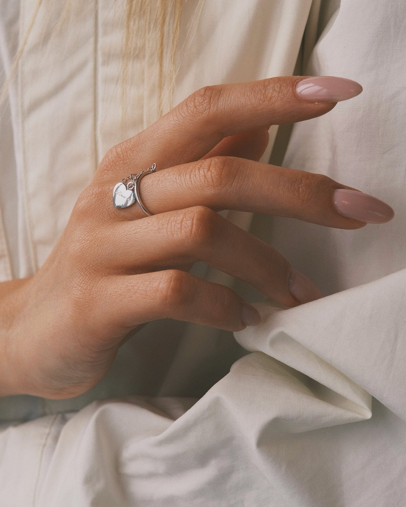 Love Is Charm Ring — Sterling Silver Ring, alternate view