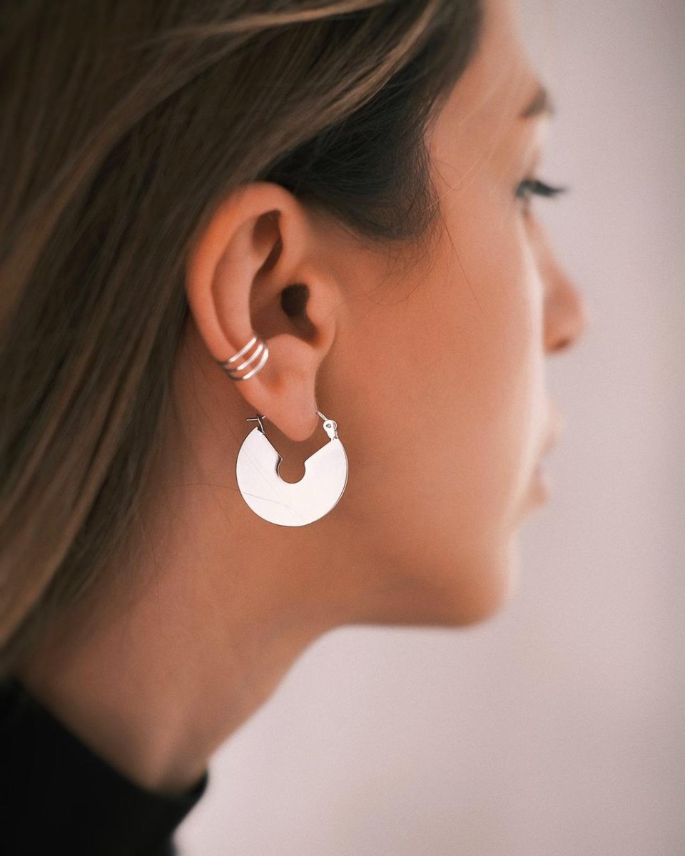 Triple Ring Ear Cuff — Sterling Silver Ear Cuff, alternate view