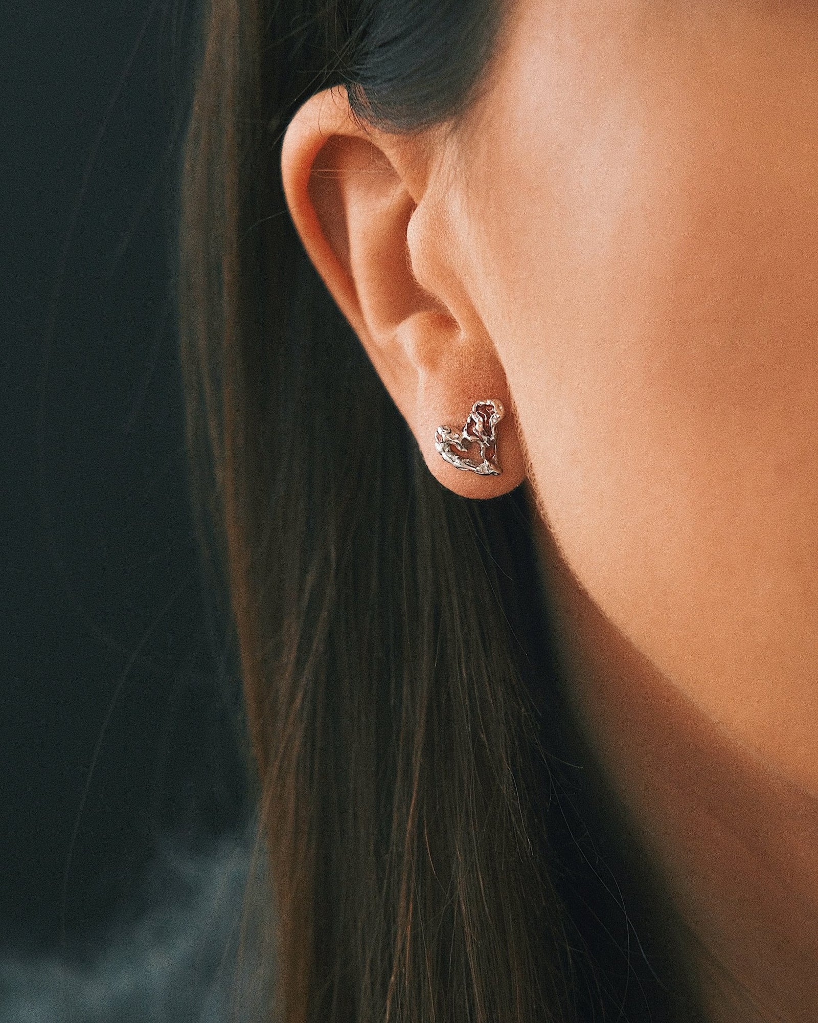 Mismatched Cherry Hearts — Sterling Silver Earrings, alternate view