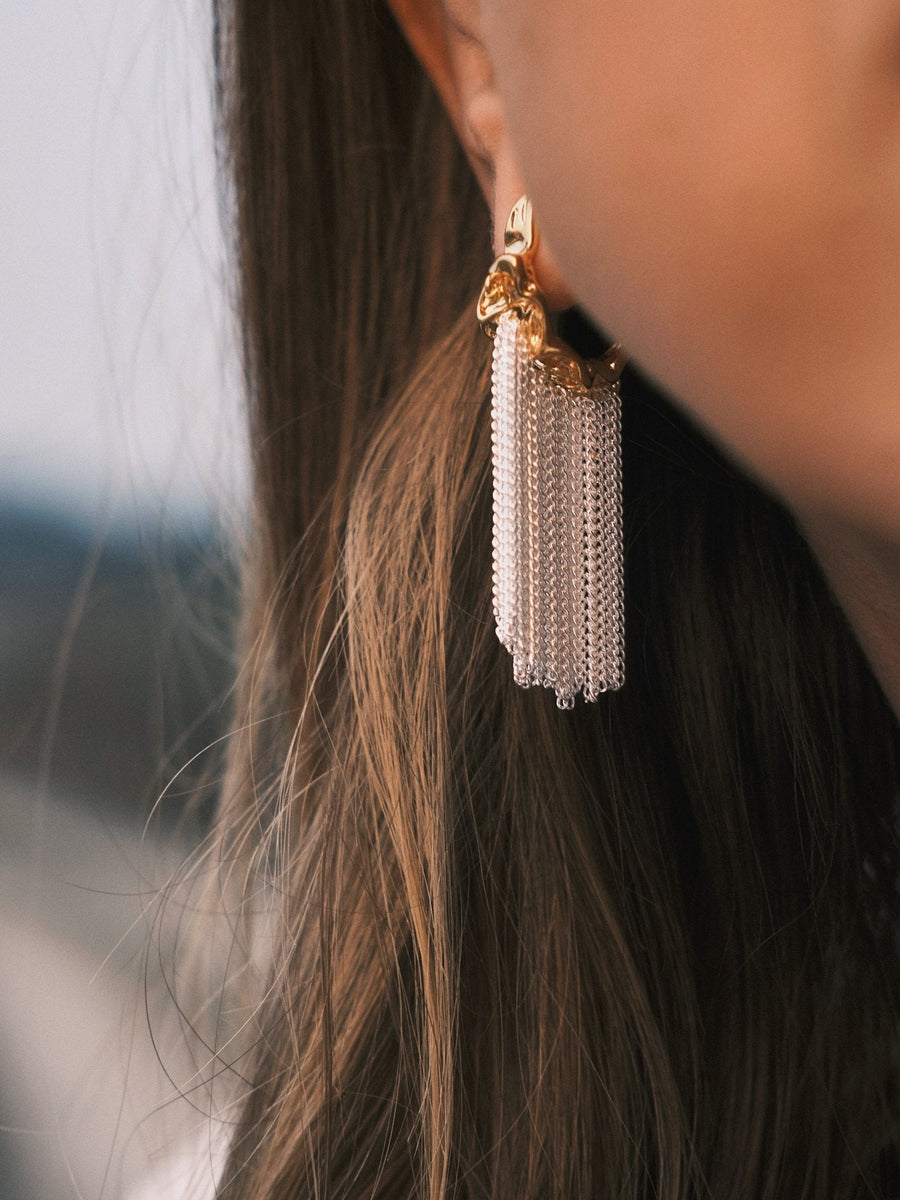 Moonfall Chain Drops — Gold-Tone Drop Earrings, alternate view
