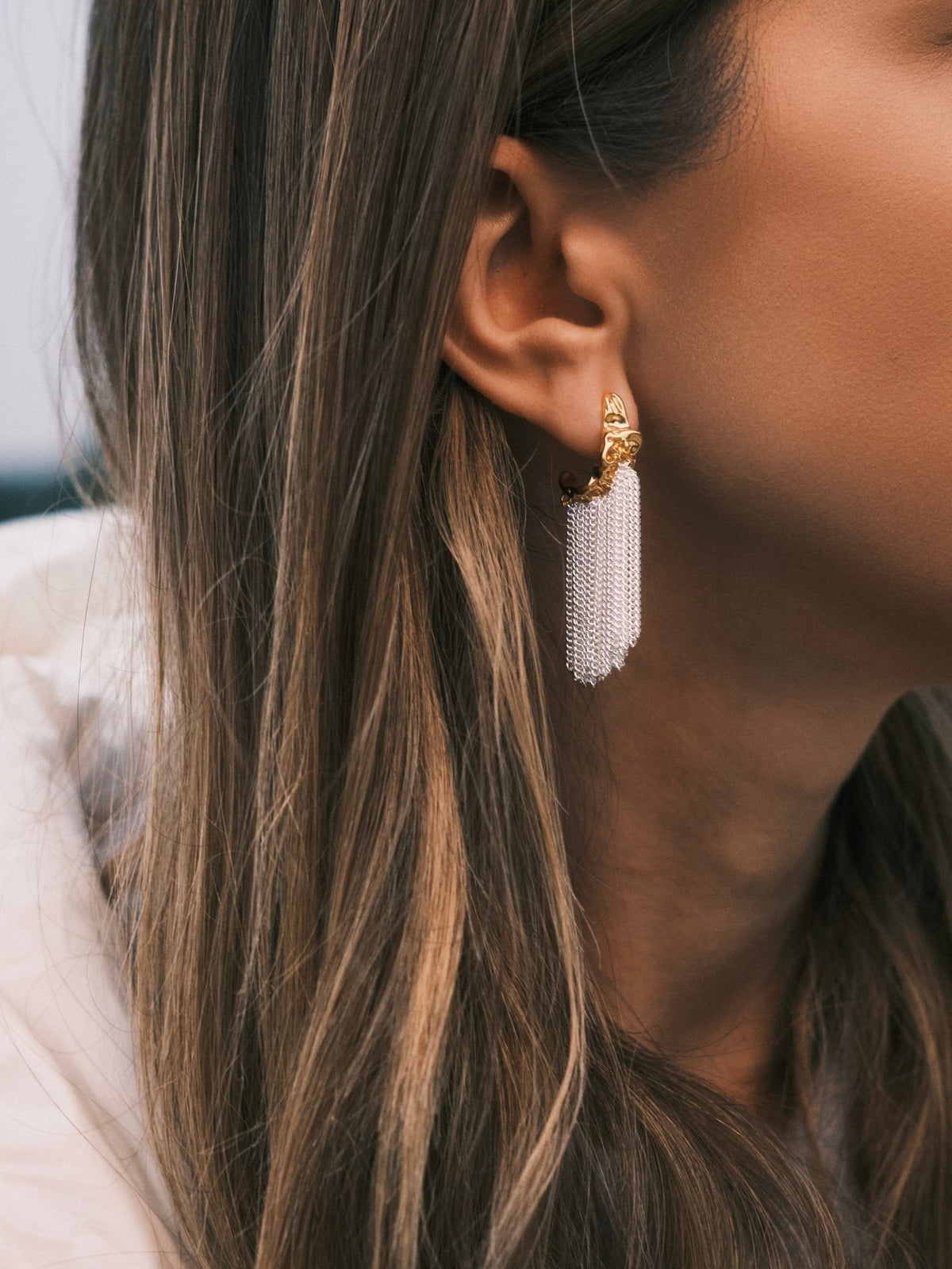 Moonfall Chain Drops — Gold-Tone Drop Earrings