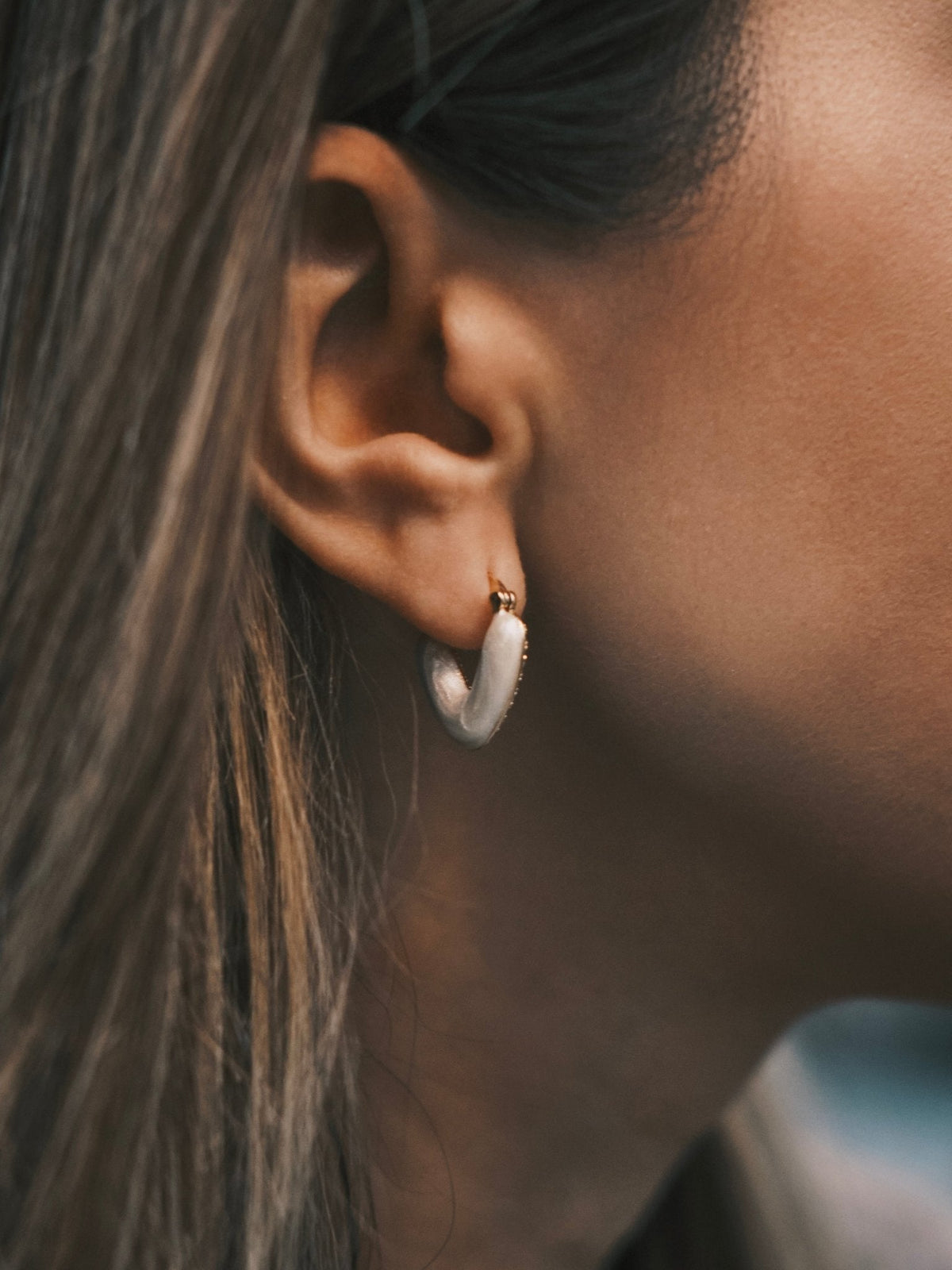 Two-Faced Heart Huggies — Gold-Tone Huggie Earrings, alternate view