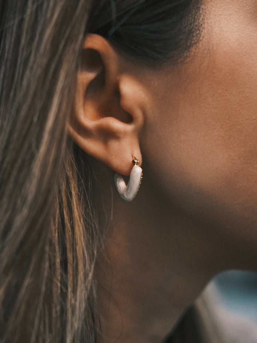 Two-Faced Heart Huggies — Gold-Tone Huggie Earrings, alternate view